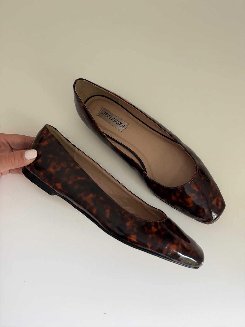 Steve Madden Tortoise Shell Square Toe Ballet Flats Size 8.5